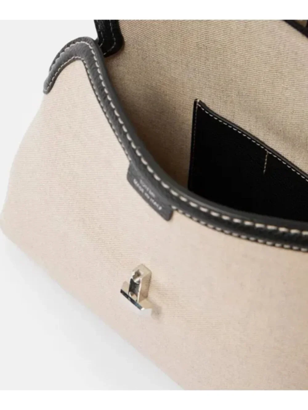 NWT TOTEME T-Lock Canvas Clutch Ecru Black Crossbody